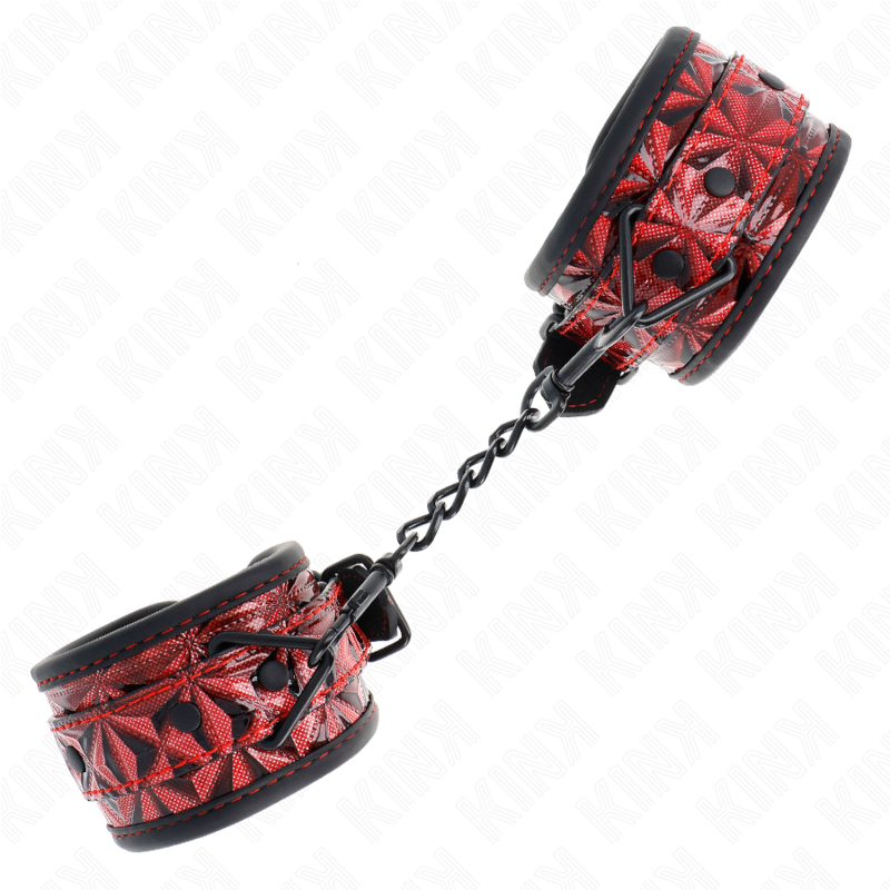 KINK - DIAMANTMÖNSTERAD HANDLEDSBÄLTE MÖRKRÖDA JUSTERBARA 17-26 CM X 5,5 CM