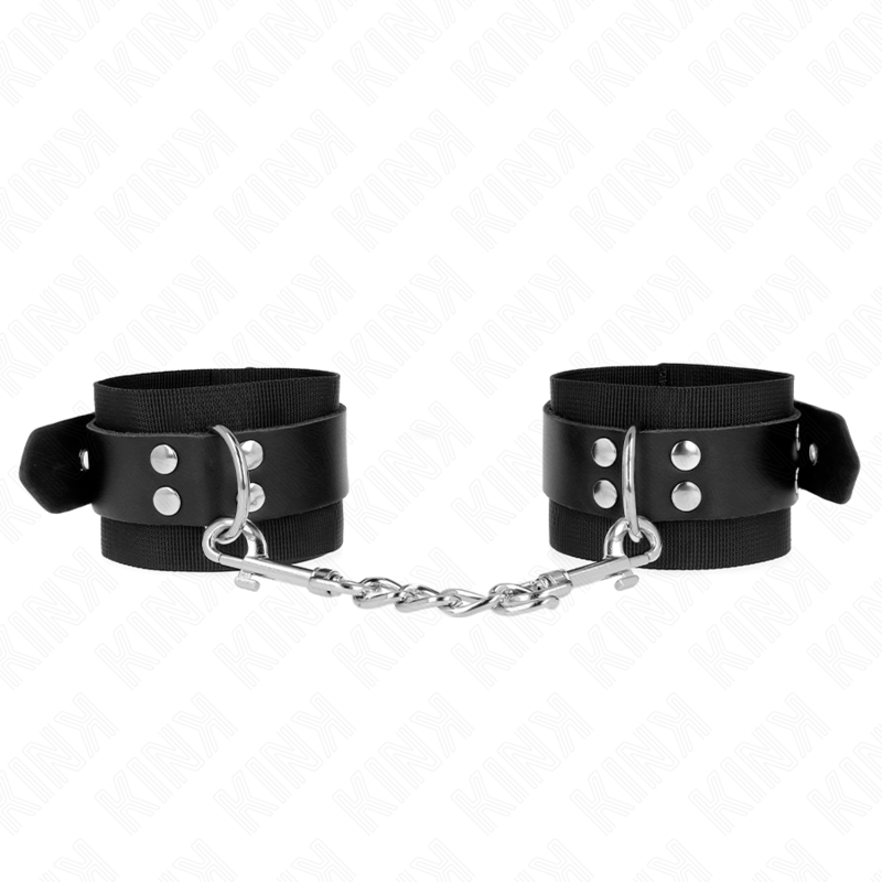 KINK - HANDLEDSBÄLTAR I NYLON, SVART MED LÄDERBÄLTE, SVART, JUSTERBART, 19-29 CM X 5,1 CM