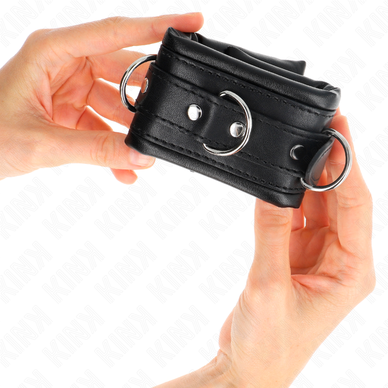 KINK - KRAFTIGA HANDLEDSBÄLTAR MED SVART PÄLSFODRAD JUSTERBAR 20-30 CM X 6 CM