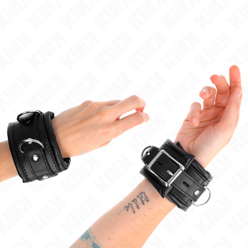 KINK - KRAFTIGA HANDLEDSBÄLTAR MED SVART PÄLSFODRAD JUSTERBAR 20-30 CM X 6 CM