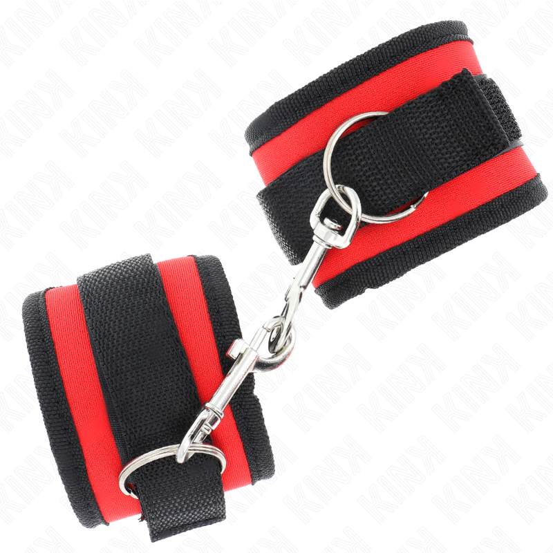 KINK - NYLONBINDNING HANDLEDSBÄLTAR MED KARDBORR RÖD-SVART MODELL 2 JUSTERBAR 18-35 CM X 6 CM