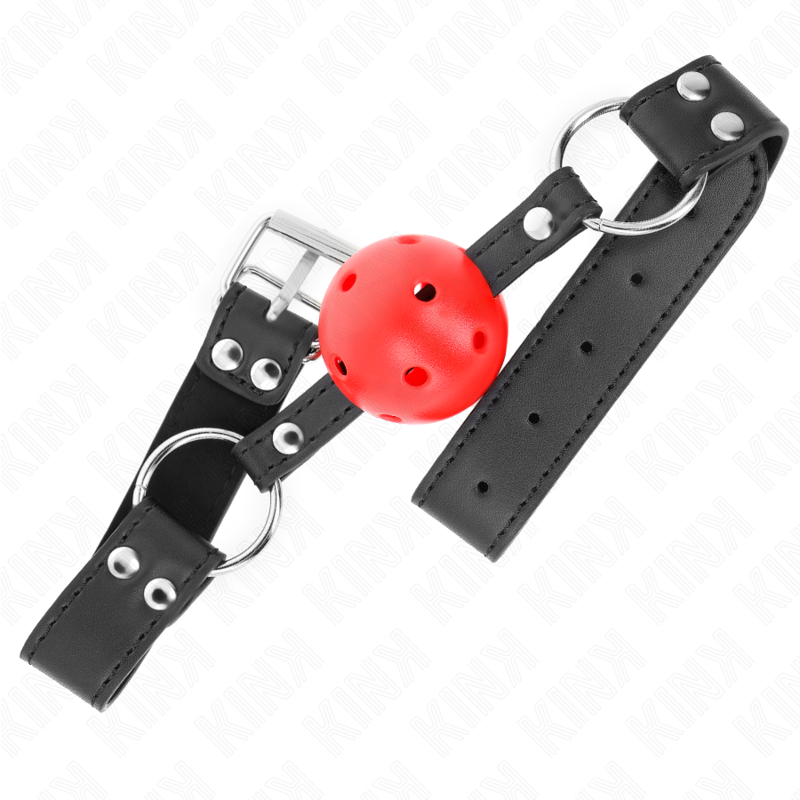 KINK - ANDNINGSBAR BOLL 4 CM MUVEL MED DUBBELNIT I LÄDER 62,5 x 2,5 CM JUSTERBAR 42-58 CM