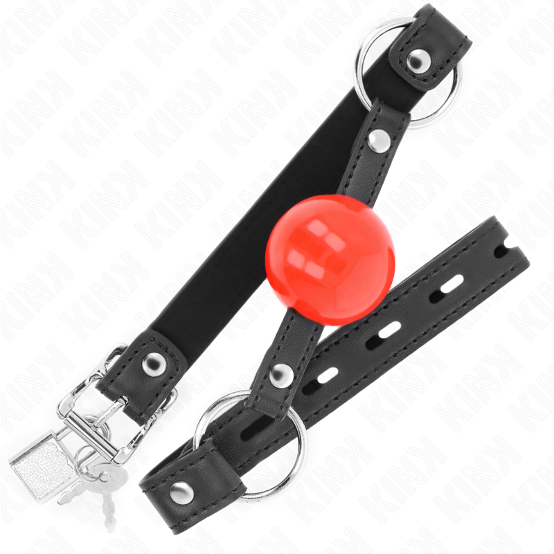 KINK - BOLL 4 CM MUNKEL MED LÅS RÖD BOLL SVART REM 60 x 2 CM