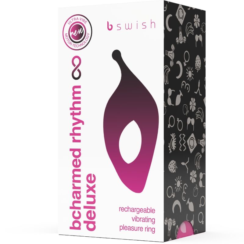 B SWISH - BCHARMED RHYTHM INFINITE DELUXE PENISRING 15 VIBRATIONER SVART