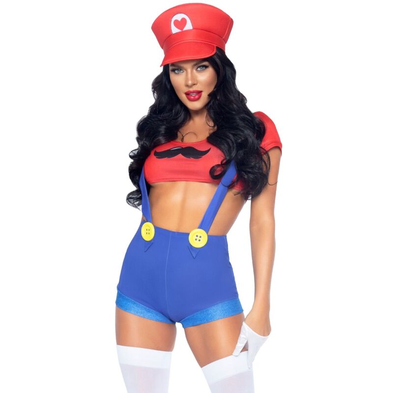 LEG AVENUE - SEXIG KOSTYM MARIO BROS RÖD/BLÅ M