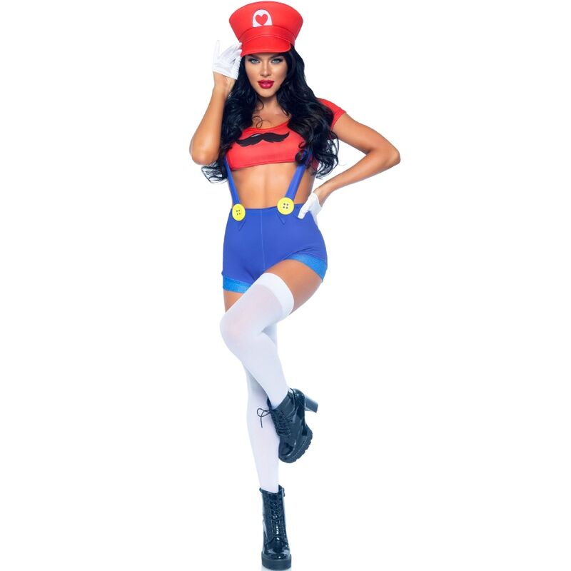LEG AVENUE - SEXIG KOSTYM MARIO BROS RÖD/BLÅ M