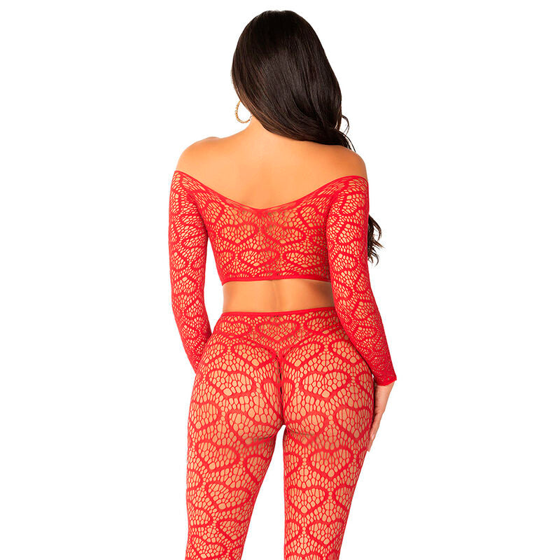 LEG AVENUE - CROP TOPP + STRUMPOJKOR RÖD EN STORLEK