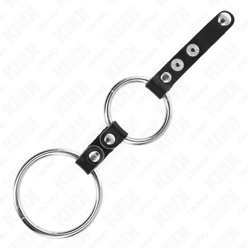KINK - DUBBEL PENISRING 3,8 CM TILL 5 ​​CM SAMMANBUNDEN MED LÄDER