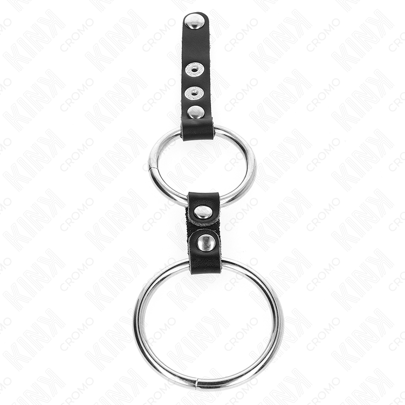 KINK - DUBBEL PENISRING 3,8 CM TILL 5 ​​CM SAMMANBUNDEN MED LÄDER