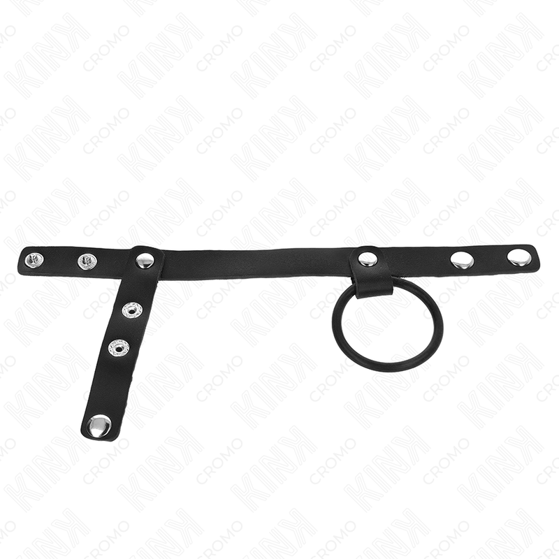 KINK - SILIKONPENISRING 3,8 CM MED KULADELARE OCH LÄDERREM 22 X 1,5 CM