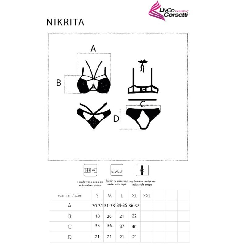 LIVCO KORSETTIMODE - NIKRITA LC 90647 BH + TROSOR SVART M