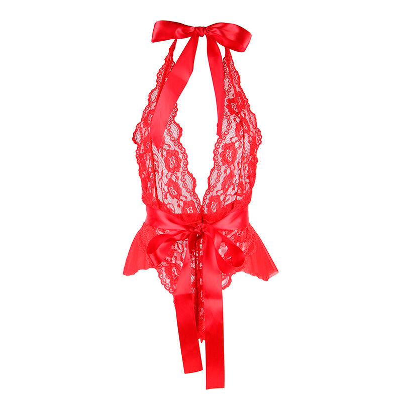 SUBBLIME - 953980 SEXIG BODY MED VOLANGAR + SKÄLTE RÖD L/XL