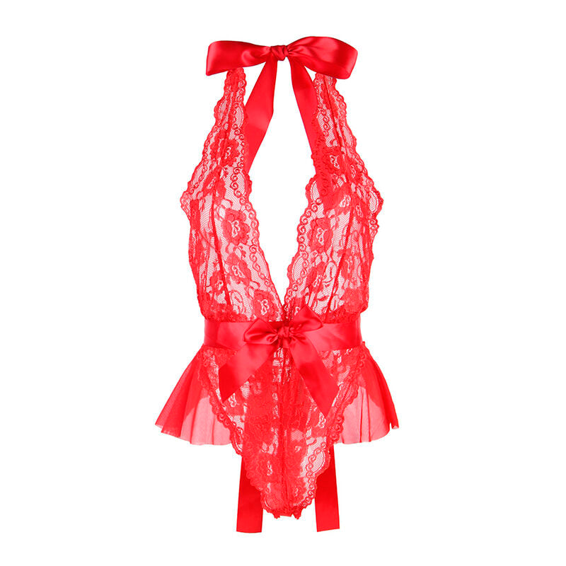 SUBBLIME - 953980 SEXIG BODY MED VOLANGAR + SKÄLTE RÖD L/XL