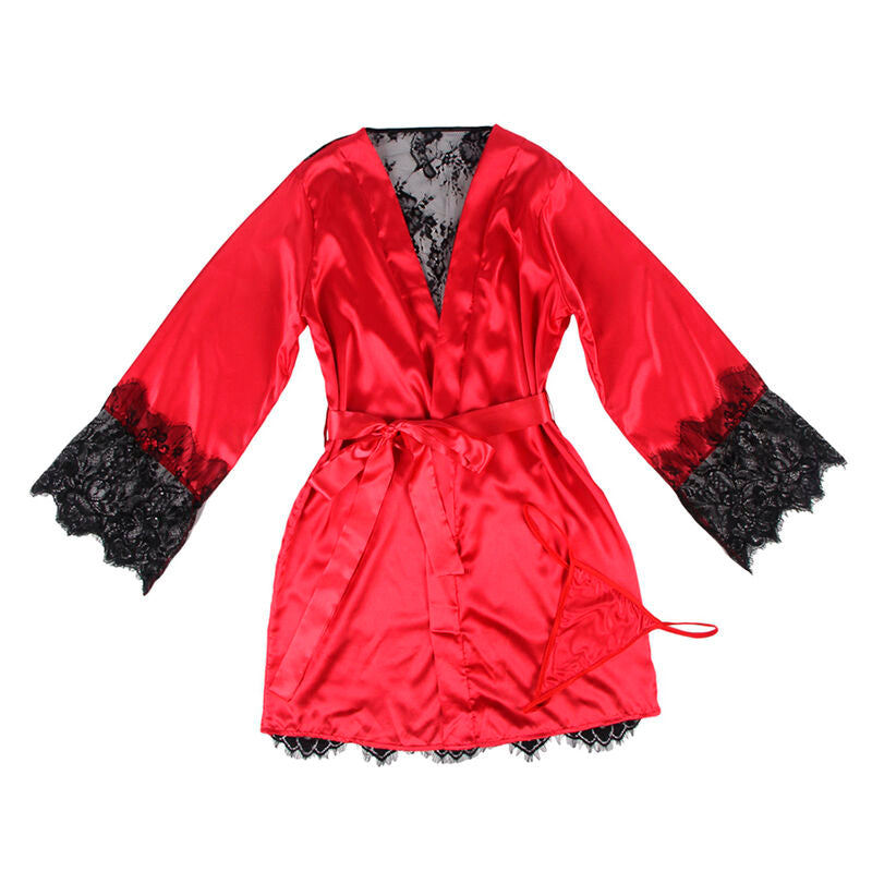 SUBBLIME - 954017 SPETSLÖSA SKINKA RYGGKAMISOLLE + THRINGBAND RÖD/SVART S/M