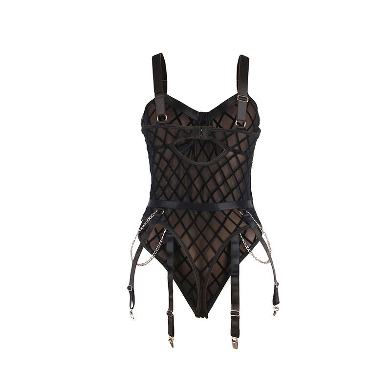 SUBBLIME - 9542277 BODY MED KEDJOR + HÅLLBÄLTE SVART L/XL