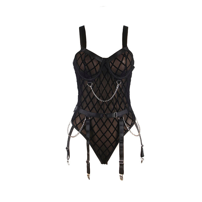 SUBBLIME - 9542277 BODY MED KEDJOR + HÅLLBÄLTE SVART L/XL