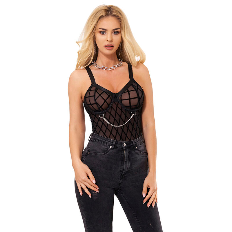 SUBBLIME - 9542277 BODY MED KEDJOR + HÅLLBÄLTE SVART L/XL