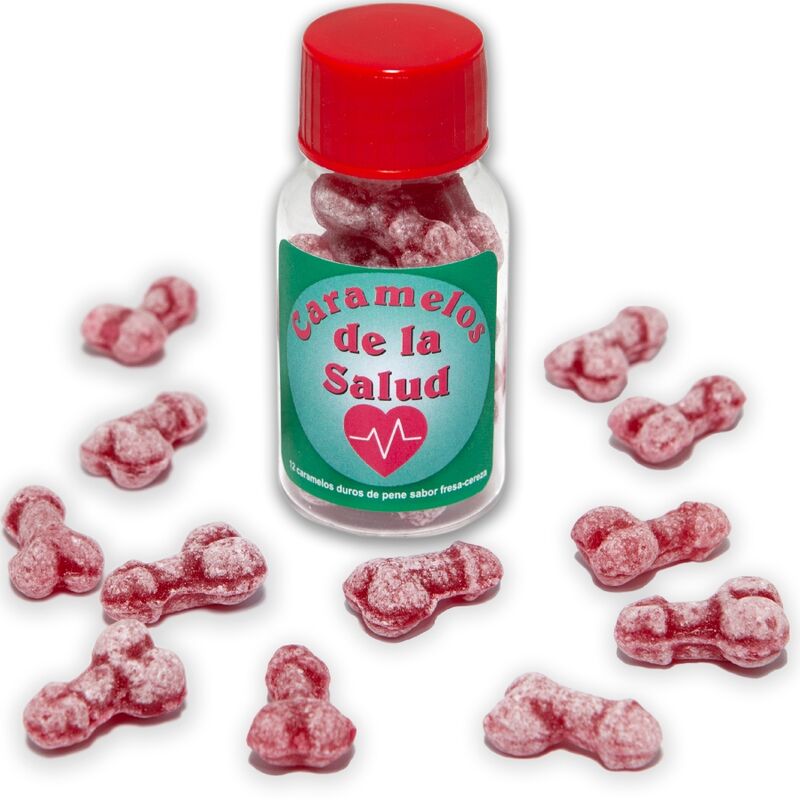 DIABLO PICANTE - 12 HÄLSOGODISAR PENISFORM JORDGUBB/KÖRSBÄR