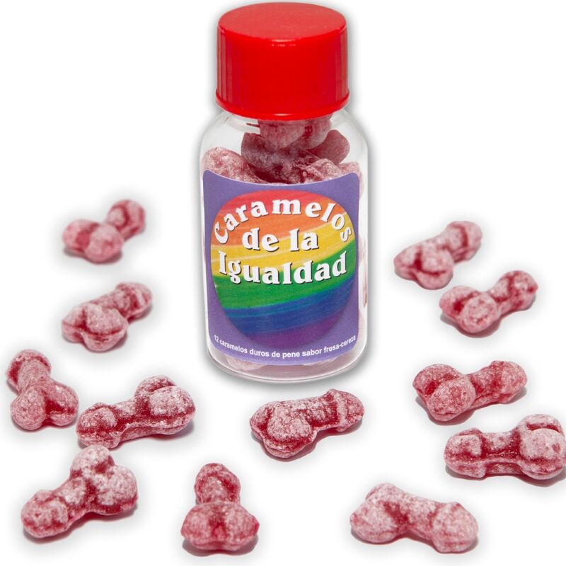 DIABLO PICANTE - 12 JORDGUBB/KÖRSBÄR PENISFORM JÄMLIKHET GODISAR