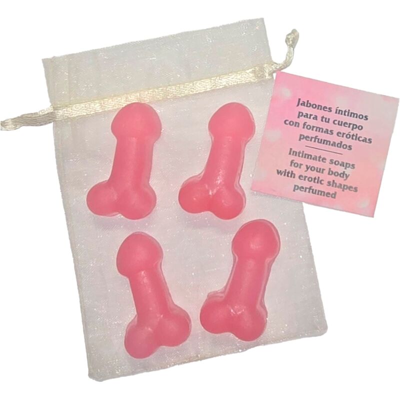 DIABLO PICANTE - 4 PENISFORMAD PARFYMERAD MINI TVÅLAR ROSA