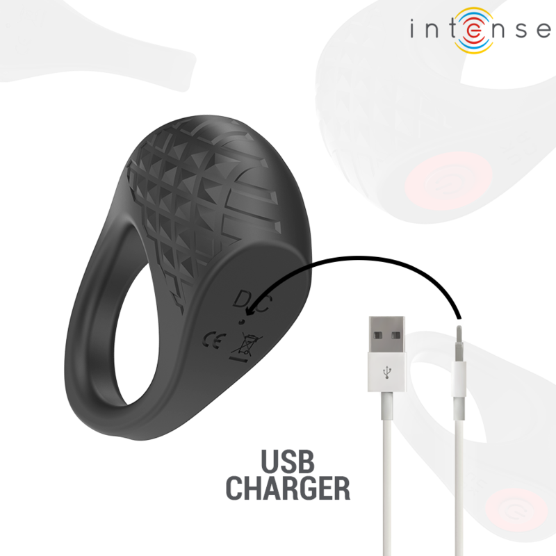 INTENSE - CLOVER VIBRATOR PENIS RING 10 VIBRATIONER SVART