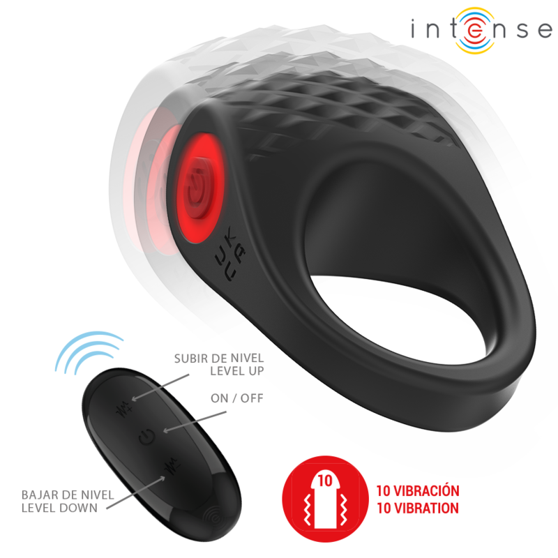 INTENSE - CLOVER VIBRATOR PENIS RING 10 VIBRATIONER SVART