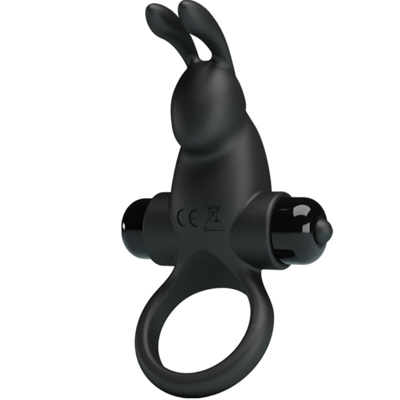 PRETTY LOVE - VIBRERINGSRING + KANINKLITORISSTIMULATOR 10 VIBRATIONER SVART