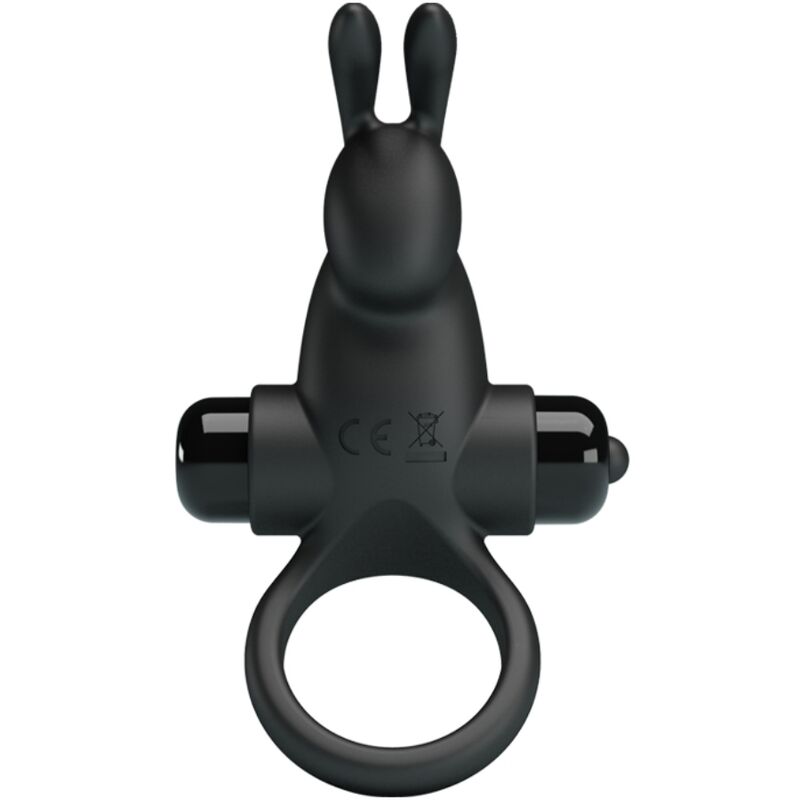 PRETTY LOVE - VIBRERINGSRING + KANINKLITORISSTIMULATOR 10 VIBRATIONER SVART