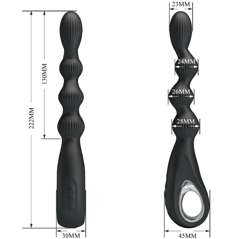 PRETTY LOVE - FEDERER ANALVIBRATOR 12 VIBRATIONER SVART