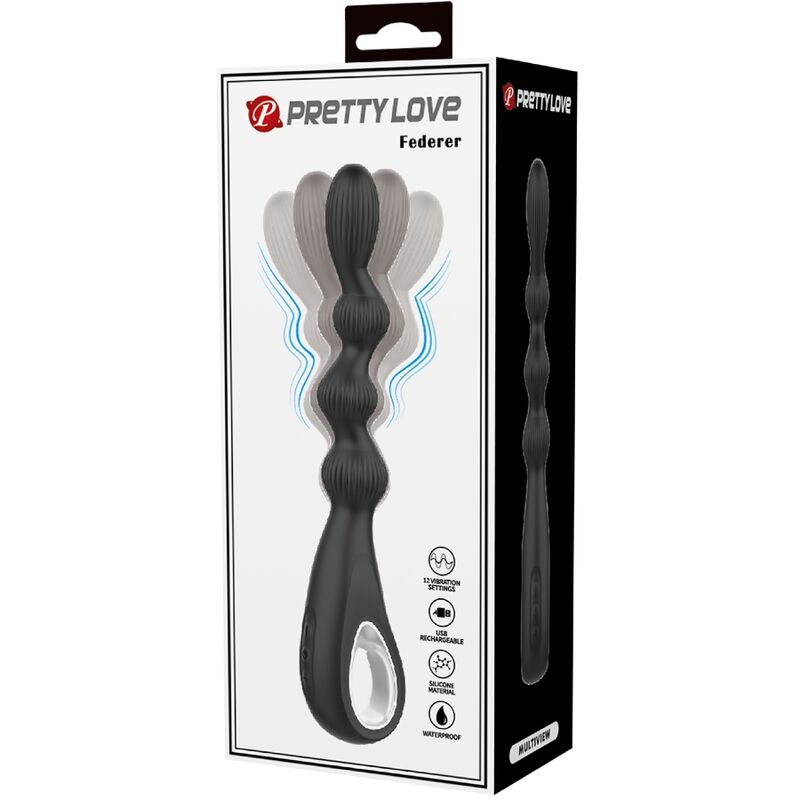 PRETTY LOVE - FEDERER ANALVIBRATOR 12 VIBRATIONER SVART