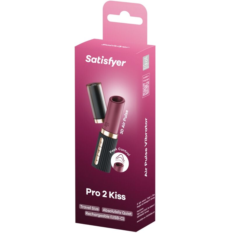 SATISFYER - PRO 2 KISS WAVE KLITORISSTIMULATOR GARNET / SVART