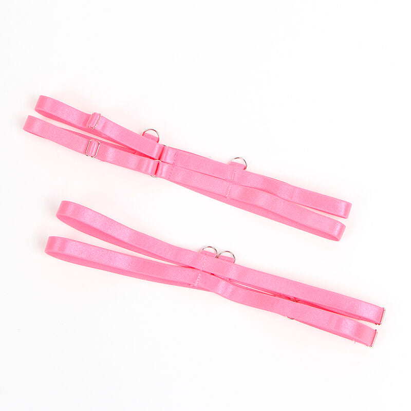 SUBBLIME - 955359 BH-SET MED SPETS OCH RÖRMEDELSKNAPPAR ROSA OCH LILA S/M