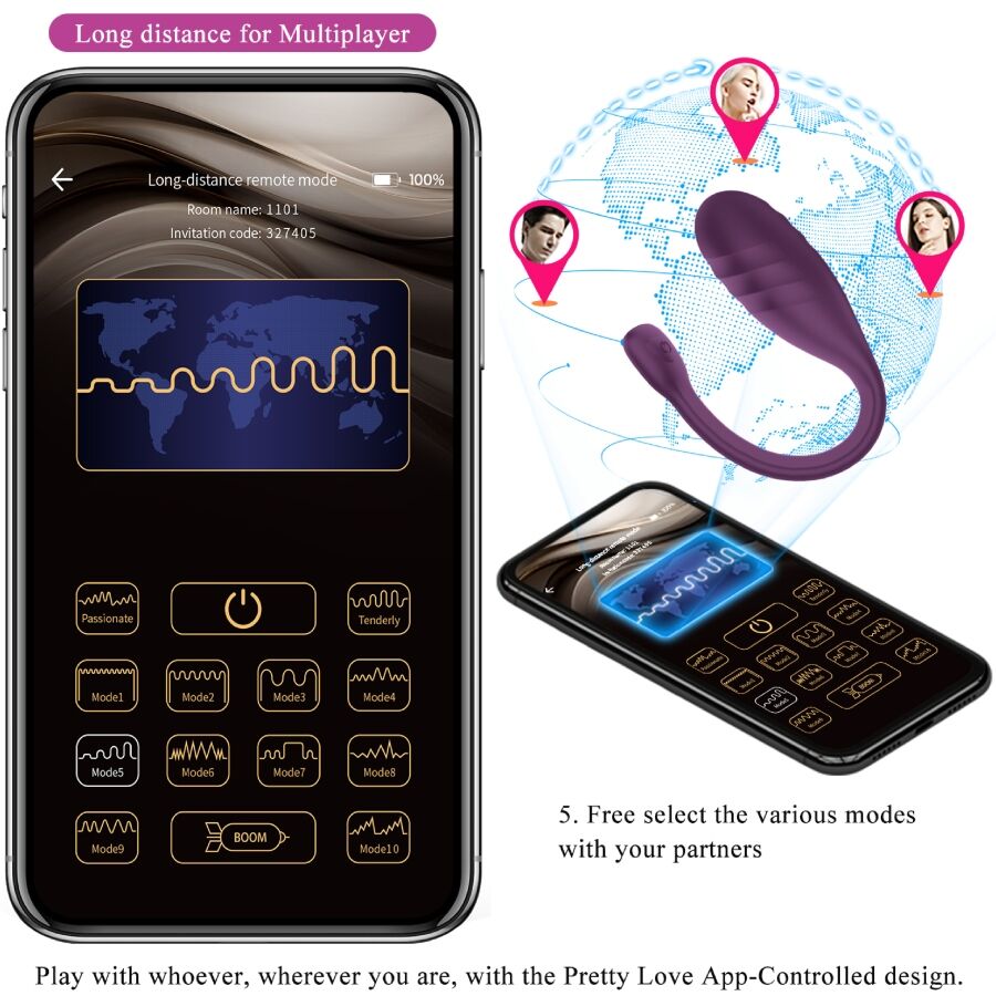 PRETTY LOVE - LEVIATHAN APP-STYRD VIBRATOR LILA
