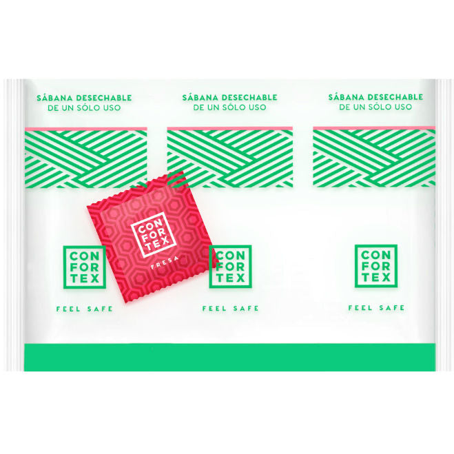 CONFORTEX - ENGÅNGS HYGIENISK LAKAN, INDIVIDUELLA PÅSAR + JORDGUBBSKONDOMER