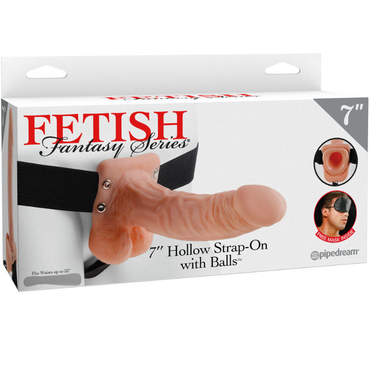 FETISCH FANTASY-SERIE - SERIEN 7 IHÅLIG STRAP-ON MED KUGLAR 17,8 CM KÖTT