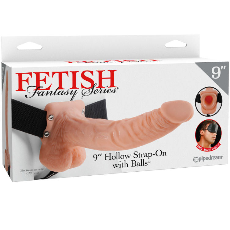 FETISCH FANTASY-SERIE - SERIEN 9 IHÅLIG STRAP-ON MED KUGLAR 22,9 CM KÖTT