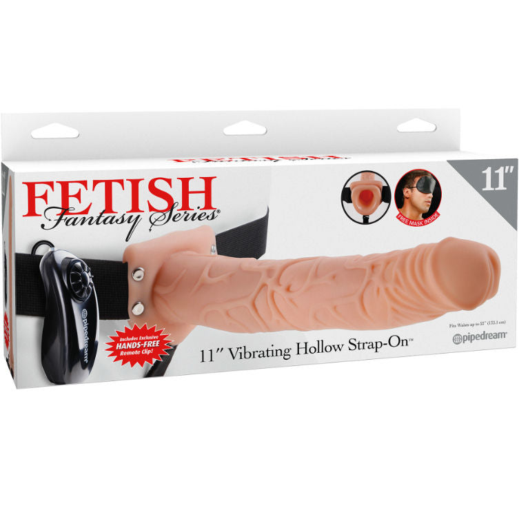 FETISCH FANTASY-SERIE - SERIE 11 IHÅLIG STRAP-ON VIBRERANDE MED KUGLAR 27,9 CM KÖTT