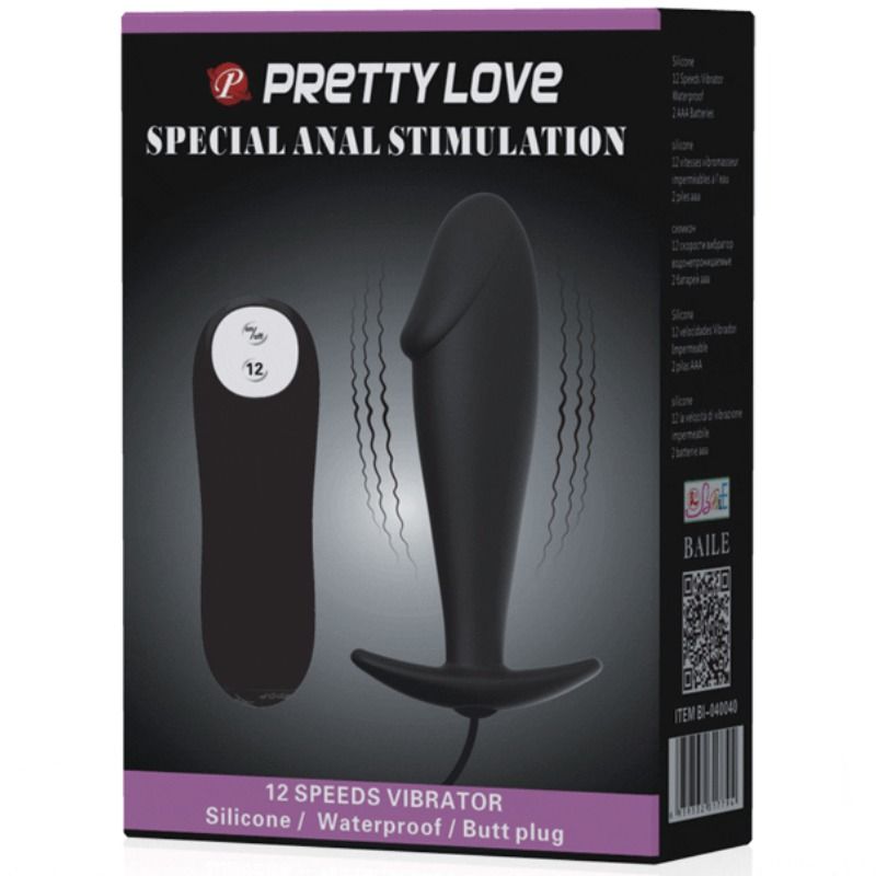 PRETTY LOVE - ANALPLUGG I SILIKON MED 12 VIBRATIONSLÄGEN I SVART
