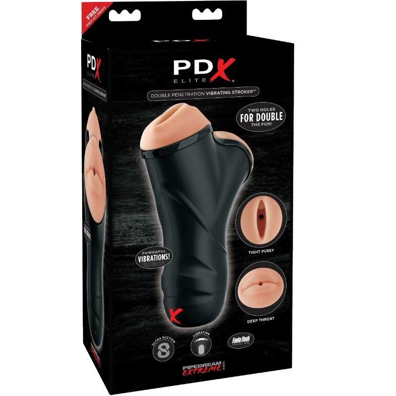 PDX ELITE - DUBBEL PENETRATION VIBRERANDE STROKER