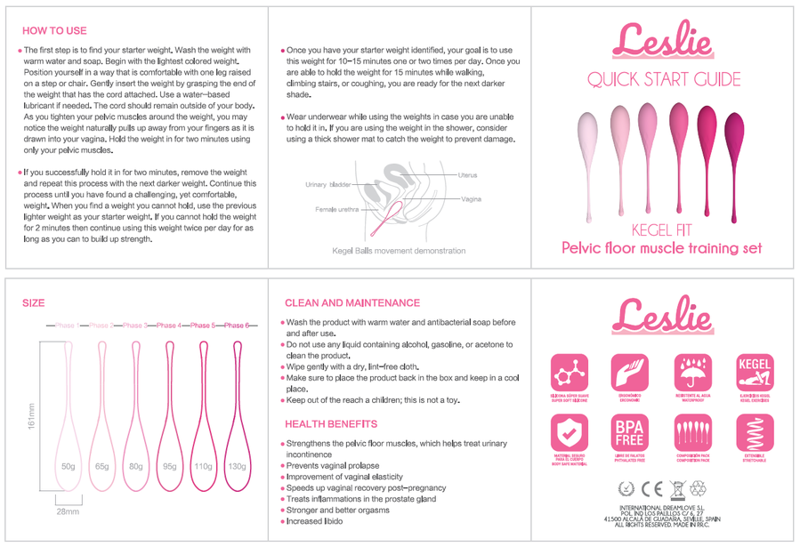 LESLIE - KEGEL FIT BÄCKENMUSKELSET 6 VIKTER