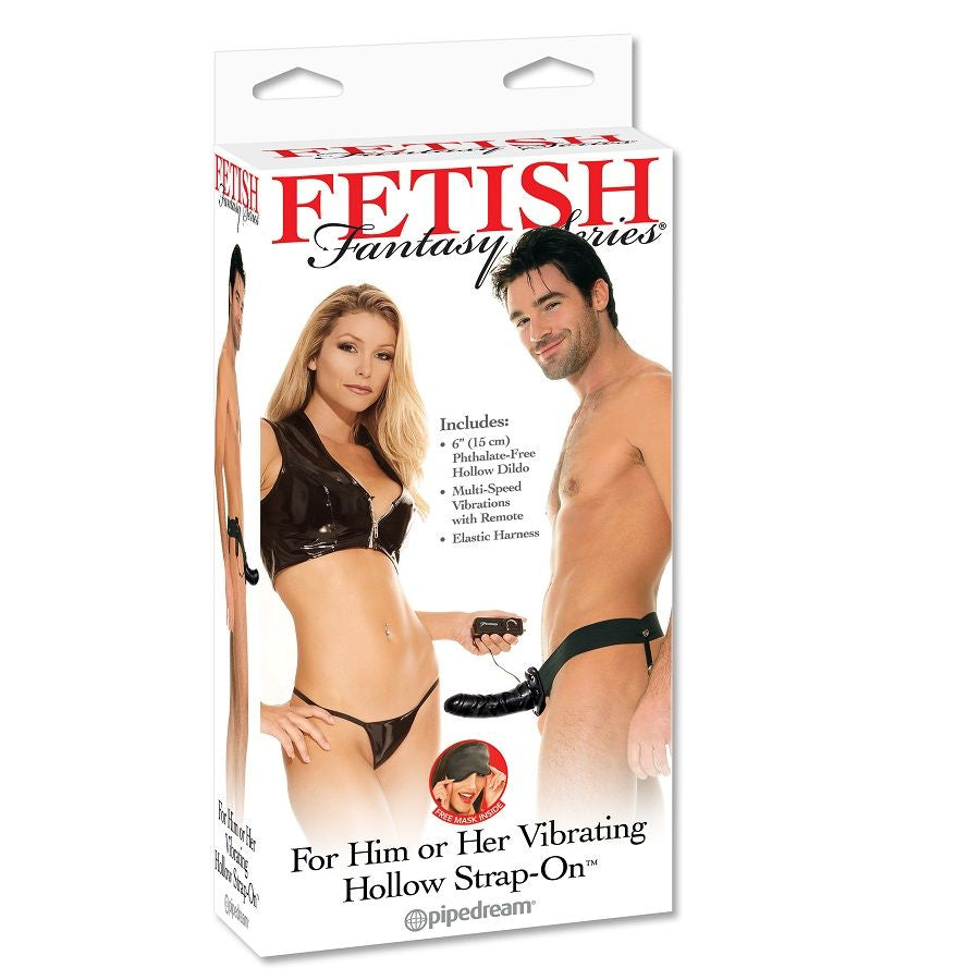 FETISCH FANTASY-SERIE - VIBRERANDE IHÅLIG STRAP-ON FÖR HENNE ELLER HONOM SVART