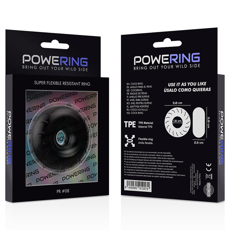 POWERING - SUPERFLEXIBEL OCH TÅLIG PENISRING 5CM PR08 SVART