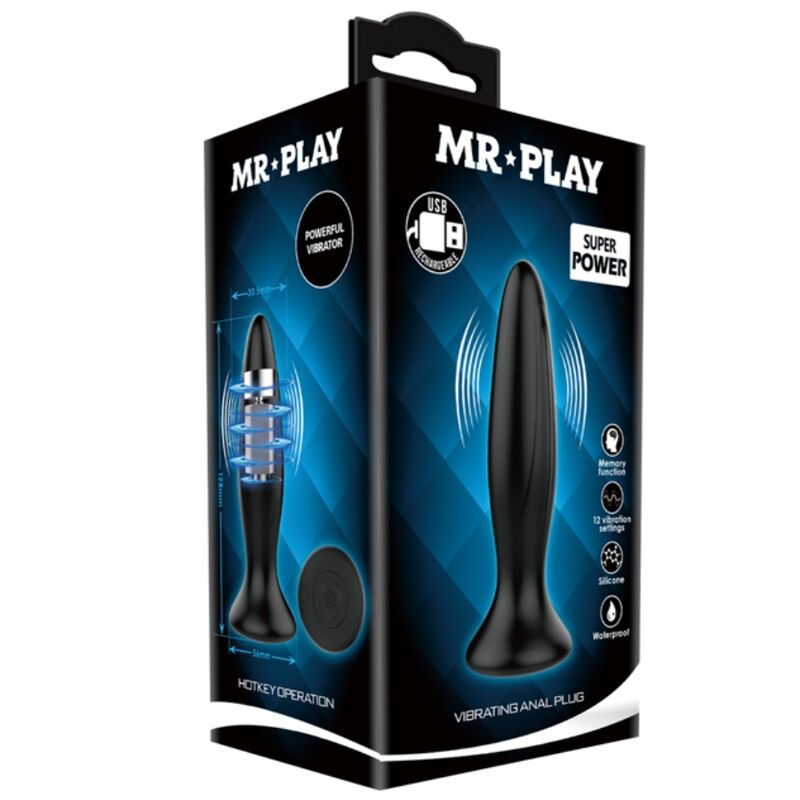 MR PLAY - UPPLADDNINGSBAR SVART VIBRATOR ANALPLUGG