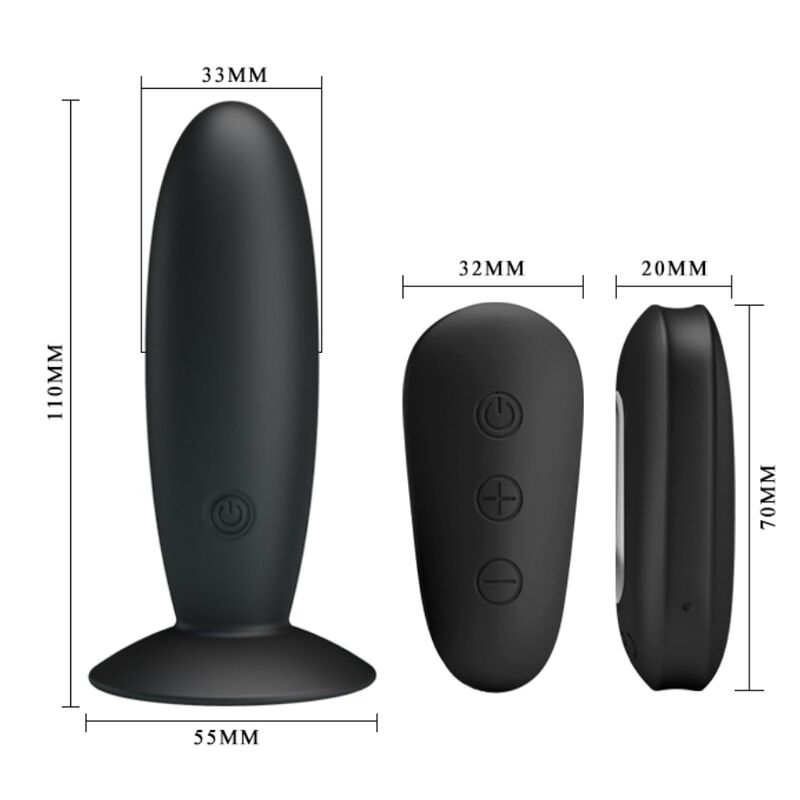 MR PLAY - ANALPLUGG MED VIBRATION SVART FJÄRRKONTROLL