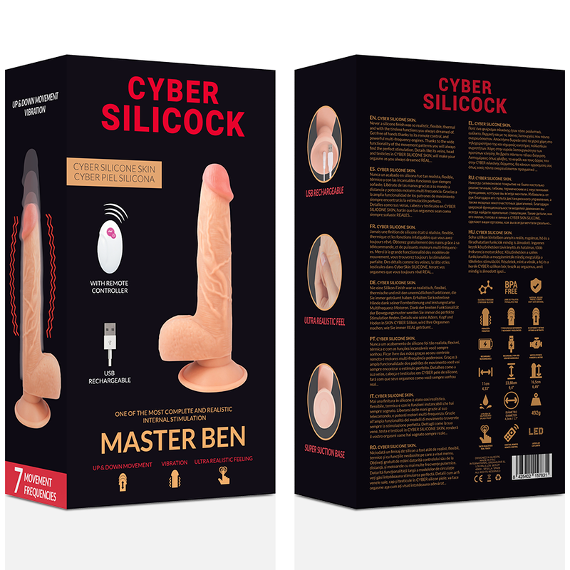 CYBER SILICOCK - FJÄRRKONTROLL REALISTISK MÄSTARE BEN 23,88 CM -O- 4,3 CM