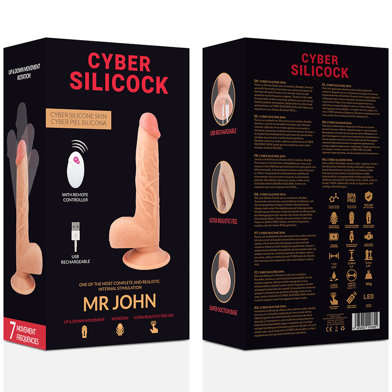CYBER SILICOCK - REALISTISK FJÄRRKONTROLL MR JOHN 23,88 CM -O- 4,3 CM